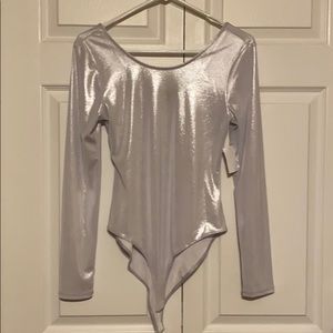 New Charlotte Russe silver scoop bodysuit
